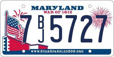 MD license plate 7BJ5727