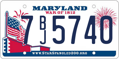 MD license plate 7BJ5740