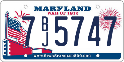 MD license plate 7BJ5747