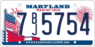 MD license plate 7BJ5754
