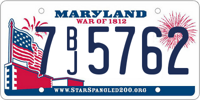 MD license plate 7BJ5762