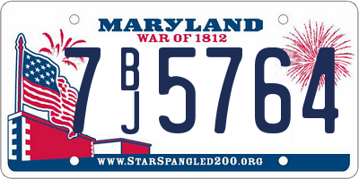 MD license plate 7BJ5764