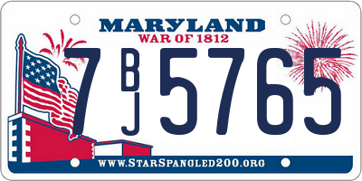 MD license plate 7BJ5765