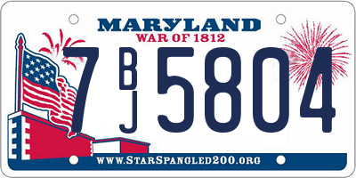 MD license plate 7BJ5804