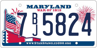 MD license plate 7BJ5824