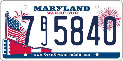 MD license plate 7BJ5840