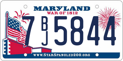 MD license plate 7BJ5844
