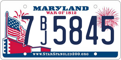 MD license plate 7BJ5845