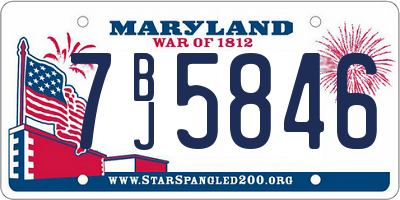 MD license plate 7BJ5846