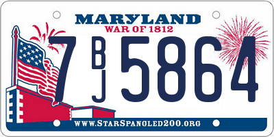MD license plate 7BJ5864