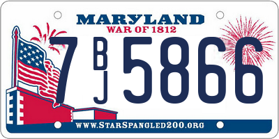 MD license plate 7BJ5866