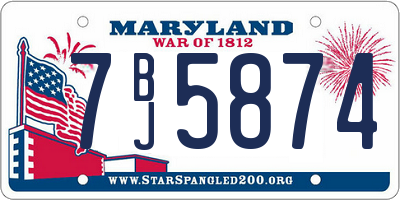 MD license plate 7BJ5874