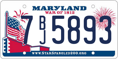 MD license plate 7BJ5893
