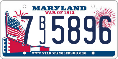 MD license plate 7BJ5896
