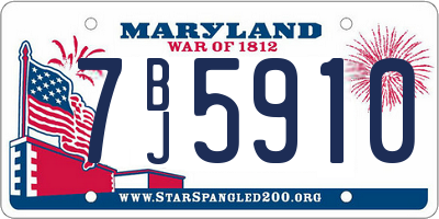 MD license plate 7BJ5910