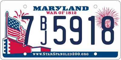 MD license plate 7BJ5918
