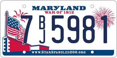 MD license plate 7BJ5981