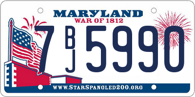 MD license plate 7BJ5990