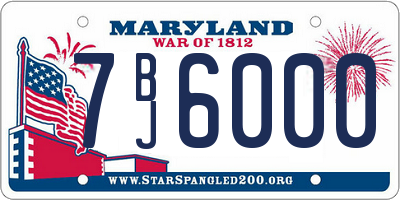 MD license plate 7BJ6000