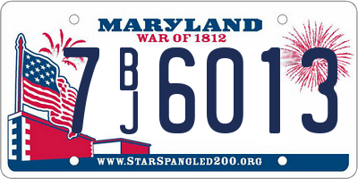 MD license plate 7BJ6013