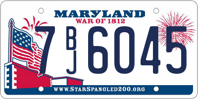 MD license plate 7BJ6045