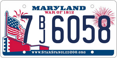 MD license plate 7BJ6058