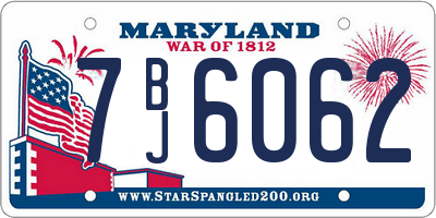 MD license plate 7BJ6062