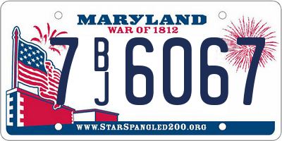 MD license plate 7BJ6067