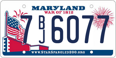 MD license plate 7BJ6077