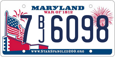 MD license plate 7BJ6098