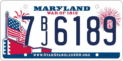 MD license plate 7BJ6189