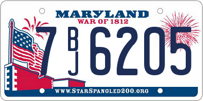 MD license plate 7BJ6205