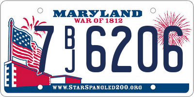 MD license plate 7BJ6206