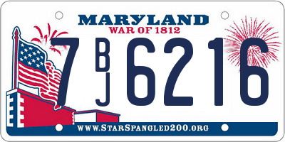 MD license plate 7BJ6216