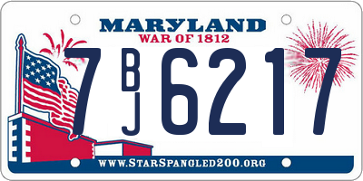 MD license plate 7BJ6217