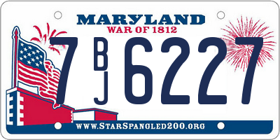 MD license plate 7BJ6227