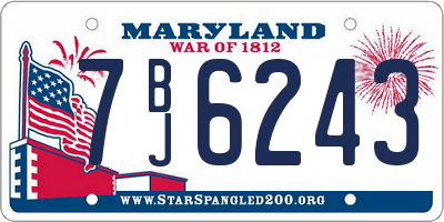 MD license plate 7BJ6243