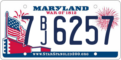 MD license plate 7BJ6257