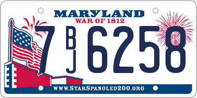 MD license plate 7BJ6258