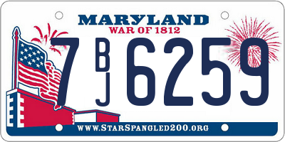 MD license plate 7BJ6259