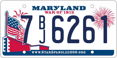 MD license plate 7BJ6261