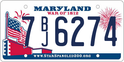 MD license plate 7BJ6274