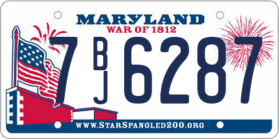 MD license plate 7BJ6287