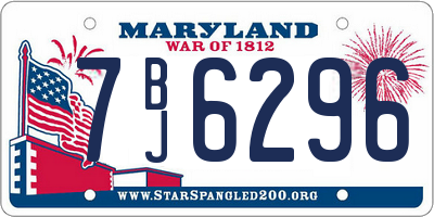 MD license plate 7BJ6296