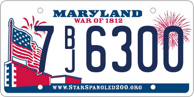 MD license plate 7BJ6300