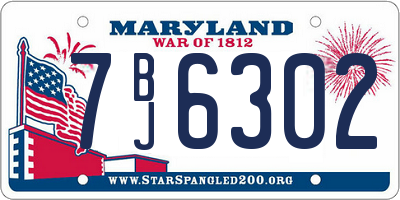 MD license plate 7BJ6302