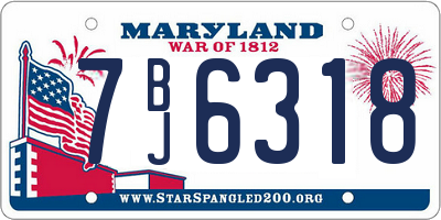 MD license plate 7BJ6318