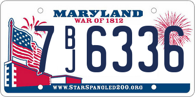 MD license plate 7BJ6336