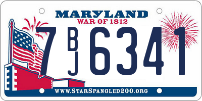 MD license plate 7BJ6341