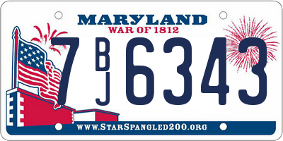 MD license plate 7BJ6343
